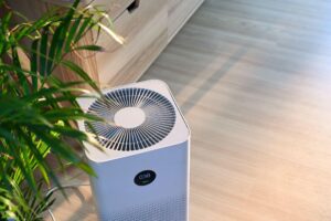 Air purifier being used to prevent dust mites