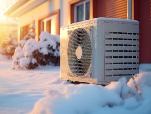 AC unit outside during the winter season